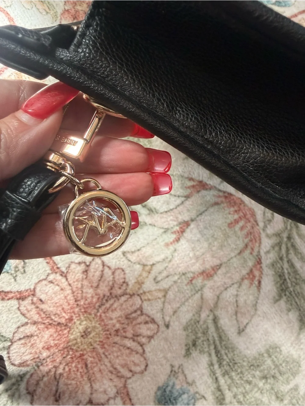Anne Klein Black & Natural Striped Wristlet